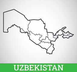 Simple outline map of Uzbekistan. Vector graphic illustration.
