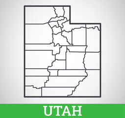 Simple outline map of Utah, America. Vector graphic illustration.