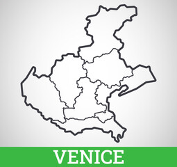 Obraz premium Simple outline map of Venice Region of Italy. Vector graphic illustration.
