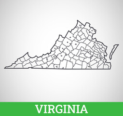 Simple outline map of Virginia, America. Vector graphic illustration.