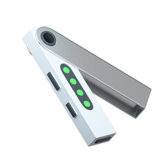 Hardware wallet 3d rendering icon. Isolated on white.