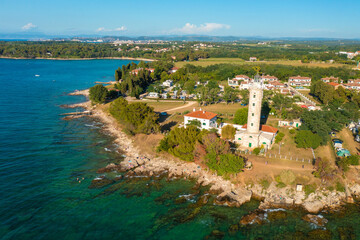 A lighthouse in Savudrija on the coast of Istra, Croatia