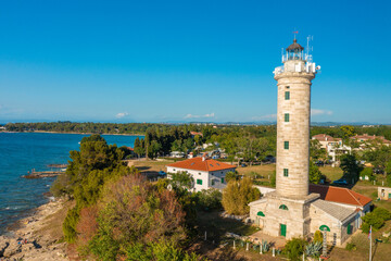 Fototapeta na wymiar A lighthouse in Savudrija on the coast of Istra, Croatia