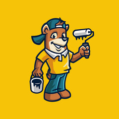 Friendly Bear Painter Cartoon Mascot
