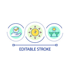 Sunny hours for plants loop concept icon. Sunlight for better growth. Gardening and husbandry abstract idea thin line illustration. Isolated outline drawing. Editable stroke. Arial font used