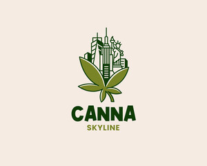 Minimal Cannabis City Logo Template