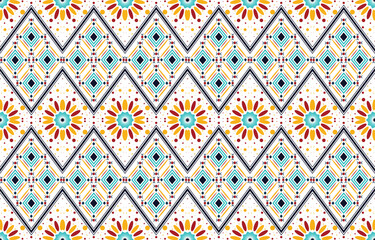 Geometric ethnic tribal fabric pattern design, Abstract background. Design for wallpapers, prints, carpet, clothing. Vector illustration.