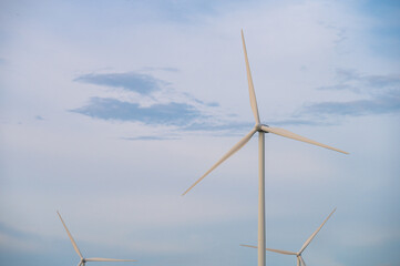 Wind turbines for electric power production with clear sky in Thailand