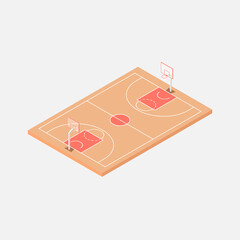 Basketball court isolated on gray background. Sports ground for active recreation.