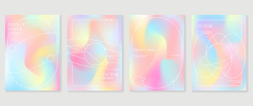 Fluid gradient background vector. Cute and minimalist style posters, Photo frame cover, wall arts with pastel colorful geometric shapes and liquid color. Modern wallpaper design for social media, idol