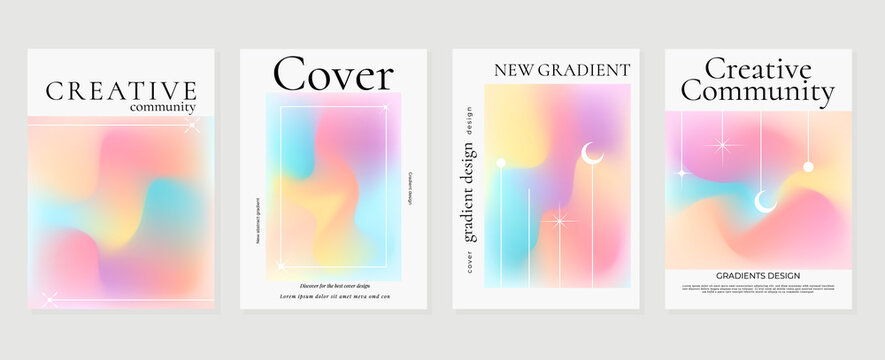 Fluid gradient background vector. Cute and minimalist style posters, Photo frame cover, wall arts with pastel colorful geometric shapes and liquid color. Modern wallpaper design for social media, idol