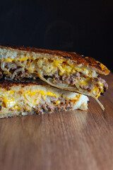 patymelt american sandwich with cheddar and carmelized onions