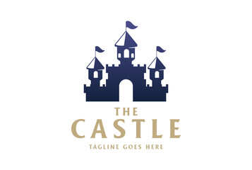 Fototapeta na wymiar Fun Holiday Castle Silhouette for Circus Recreation Park Logo Design Vector