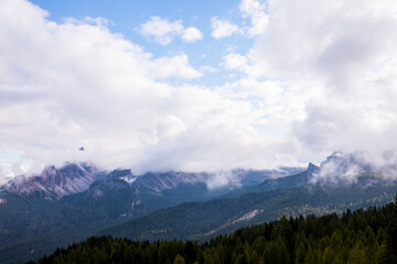 Sunset in Dolomites mountains, Alps, northern Italy