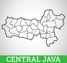 Simple outline map of Central Java, Indonesia. Vector graphic illustration.