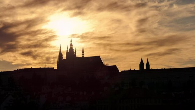 The Summer Solstice, Sunset over St. Vitus Cathedral at Prague Castle, the Time when the Sun Sets Directly Over the tomb of St. Wenceslas, a Unique Observation of an Astronomical Phenomenon