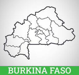 Simple outline map of Burkina Faso. Vector graphic illustration.