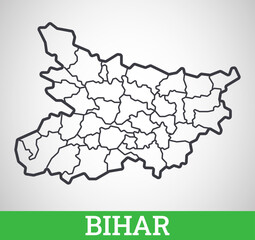 Simple outline map of Bihar, India. Vector graphic illustration.