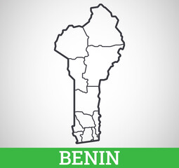Simple outline map of Benin. Vector graphic illustration.