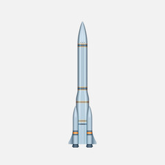 Spaceship rocket, realistic space shuttle template. Transport for space and universe exploration