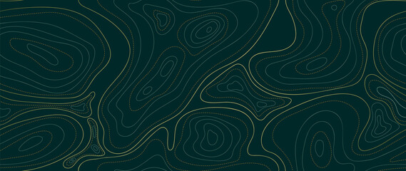 Fototapeta na wymiar Seamless mountain topographic map background vector. Gold and luxury wallpaper design for wall arts, fabric , packaging , web, banner, app, wallpaper
