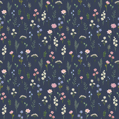 Beautiful seamless floral pattern with watercolor gentle spring flowers. Stock illustration.