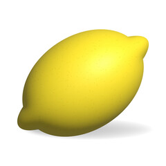 Yellow lemon icon. 3d rendering illustration isolated on white background