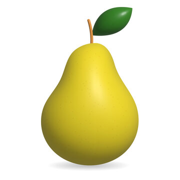 Pear 3d render icon. Vector illustration isolated on white background