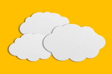 white cloud paper speech bubble on yellow background