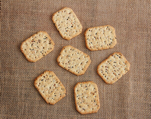dry diet crunchy crackers with black cumin seeds and quinoa