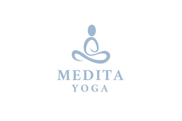 Meditation Yoga Logo design vector illustration. Meditation flat logo icon