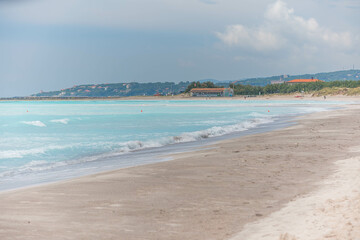 Fototapeta na wymiar Beautiful tropical beach in Italy, spiaggie bianche in Tuscany Italy.