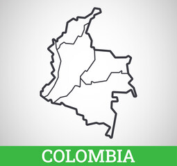 Simple outline map of Colombia with regions. Vector graphic illustration.