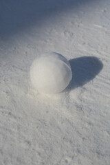 Snowball on the shiny snow