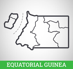 Simple outline map of Equatorial Guinea. Vector graphic illustration.