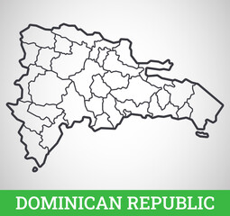 Simple outline map of Dominican Republic. Vector graphic illustration.