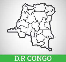 Simple outline map of Democratic Republic of the Congo
. Vector graphic illustration.