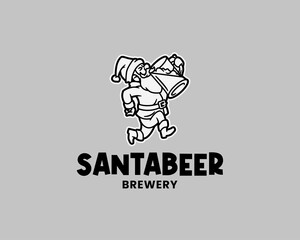 Drunk Santa Clause Enjoying Beer Logo Template