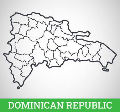 Simple outline map of Dominican Republic. Vector graphic illustration.