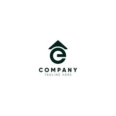simple e home logo and creative design.
