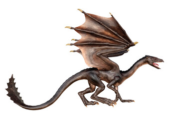 3D Rendering Fairy Tale Dragon on White