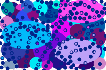 Abstract background with bright colorful circles and ovals with dots