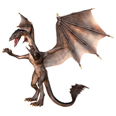 3D Rendering Fairy Tale Dragon on White