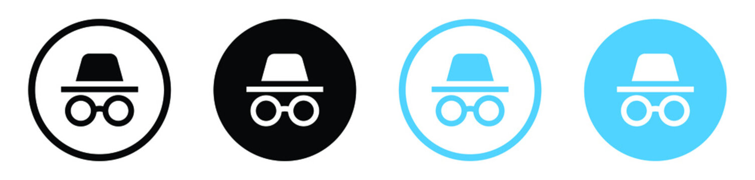 Spyware icon spy with hat symbol . hide icon, incognito mood icon private icons