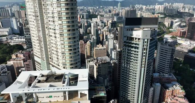 Hung Hom, Hong Kong Drone fly over Hong Kong city