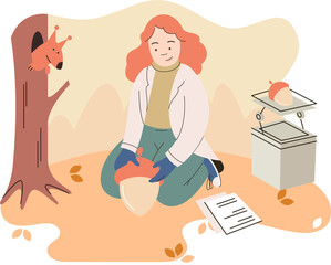 Zoologist study animals in their natural habitat. Scientist exploring and investigating fauna. Tameless animal protection, expedition to wild nature. Professional zoo activist take care of wildlife