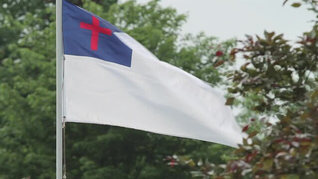 Christian flag waving in the breeze