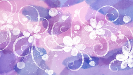 Fototapeta na wymiar Purple floral watercolor abstract art paint