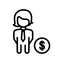 Businessman icon and dollar, people. Suitable for entrepreneur icon, business. line icon style. Simple design editable