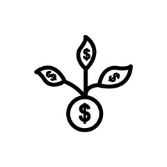 Interest icon and dollar. Suitable for entrepreneur icon, business. line icon style. Simple design editable